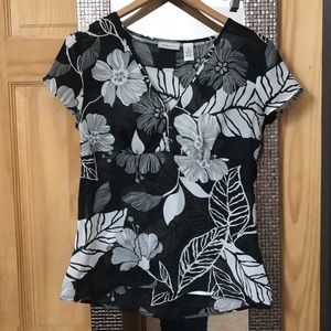 Sheer black and white blouse